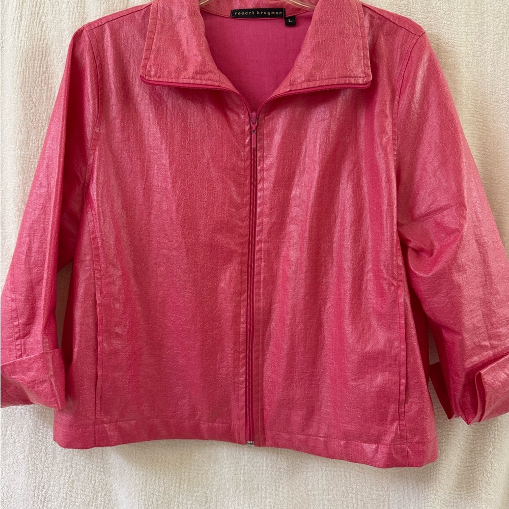 Robert Krugman Pink Utility Jacket with Collared Neckline